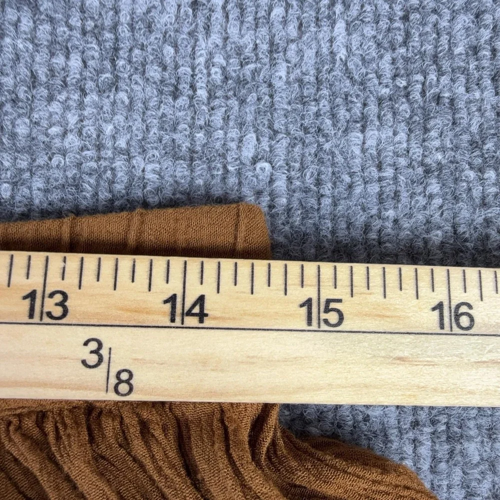 Vintage Canteen Skirt Womens Large Brown Rayon Maxi Pleated Elastic Waist Boho